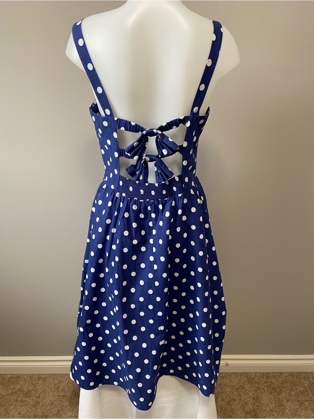 Jessica Blue and White Polka Dot Midi Dress - Picture 4 of 10
